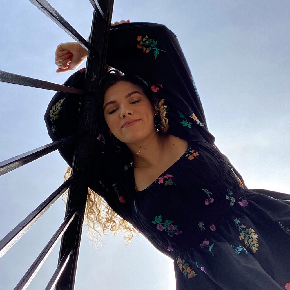 Embroidered Floral long sleeve mini dress